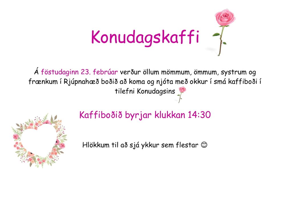 Fréttamynd - Konudagskaffi föstudaginn 23. febrúar